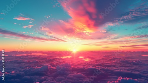 Sky Gradients Sunset: A 3D illustration capturing the gradient of colors in the sky during sunset