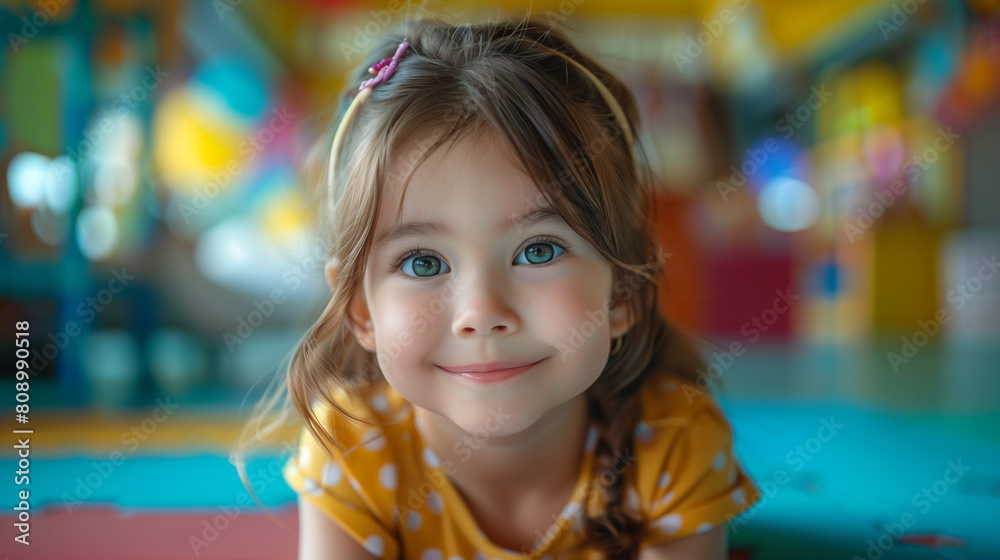 Fototapeta premium Happy girl at day care facility.