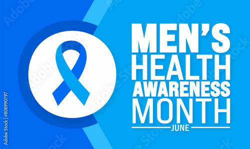 June is National Men’s Health Awareness Month background template. Holiday concept. use to background, banner, placard, card, and poster design template with text inscription and standard color. 