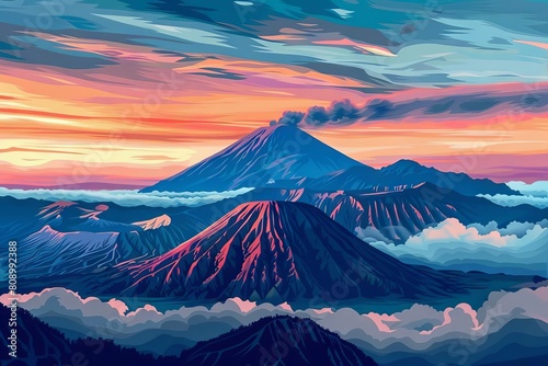 volcanic majesty mount bromo at sunrise aigenerated landscape illustration photo