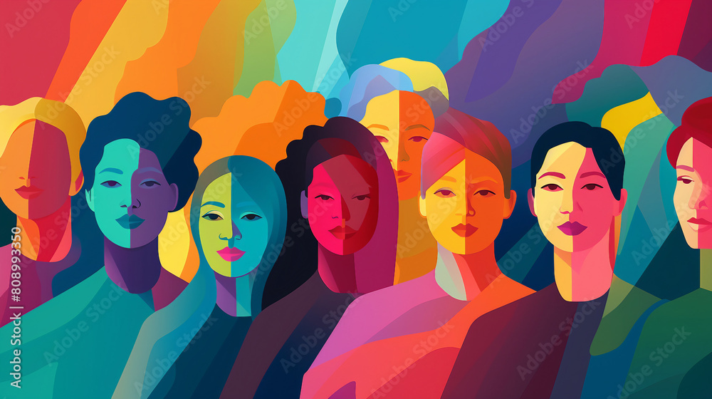 Multicultural Abstract Diverse Multicultural Community Embracing Racial Equality and ...