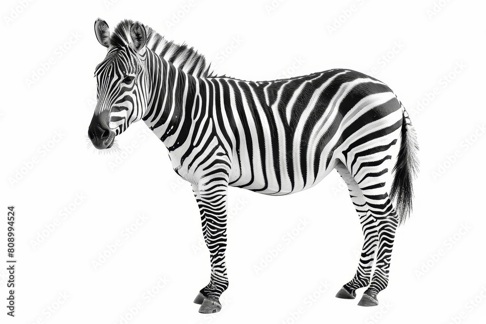 zebra isolated on white background striking black and white stripes digital painting