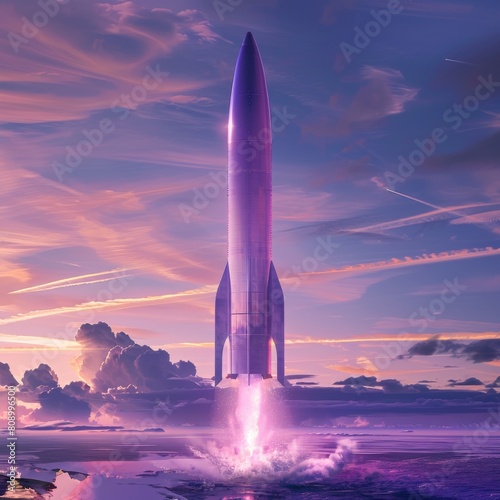 Futuristic Purple Rocket.Launch © Moostape