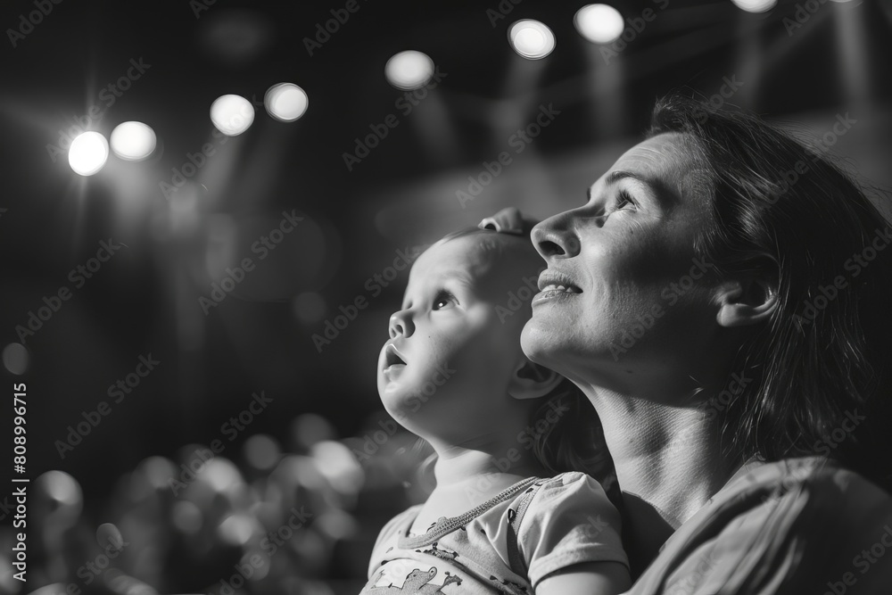 mother and child enjoying vibrant kids theater performance candid documentary photography mother and child enjoying vibrant kids theater performance candid documentary photography
