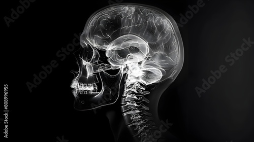X-ray Silhouette of the Brain's Cranial Cavity Bridging Neurology and Advanced Imaging Techniques photo