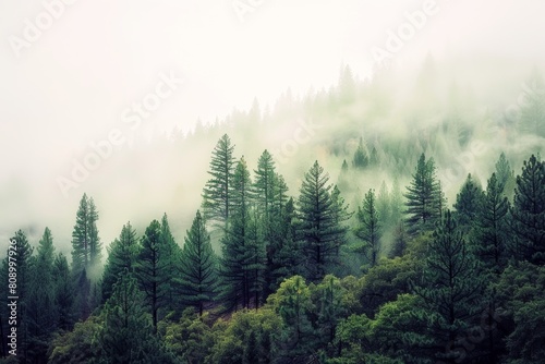 Natural forest background with foggy © megavectors