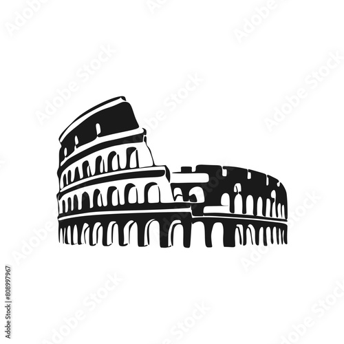 Vector silhouette logo of the city of Rome, Italy. Colosseum logo design vector illustration