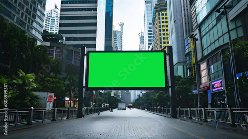billboard in the city with green screen