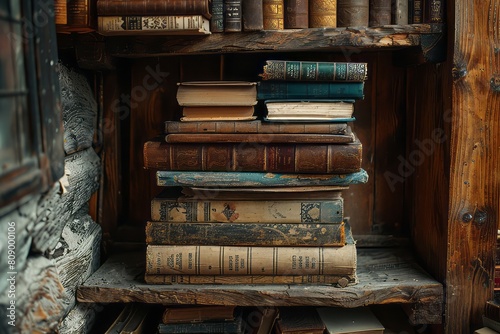 joyful image of a books on a bookshelf  angle