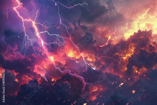 spectacular lightning strike in an animeinspired background dynamic digital art photo