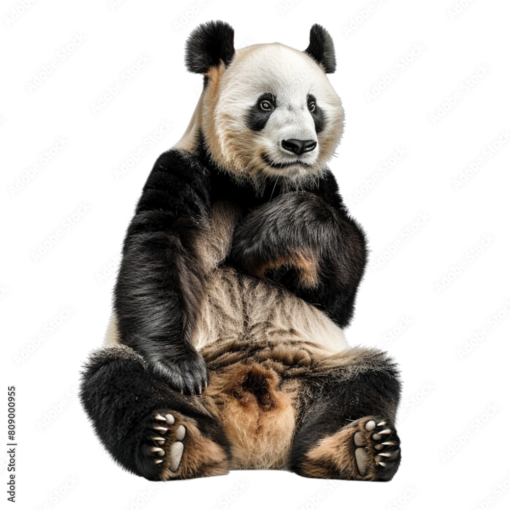 Realistic big panda sitting on a isolated white background, vector Realistic big panda sitting on a isolated white background, vector