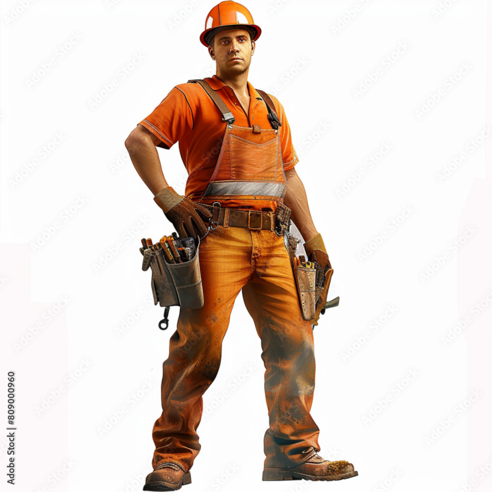 Realistic Construction worker wearing protective helmet. isolated on a white background vector Realistic Construction worker wearing protective helmet. isolated on a white background vector