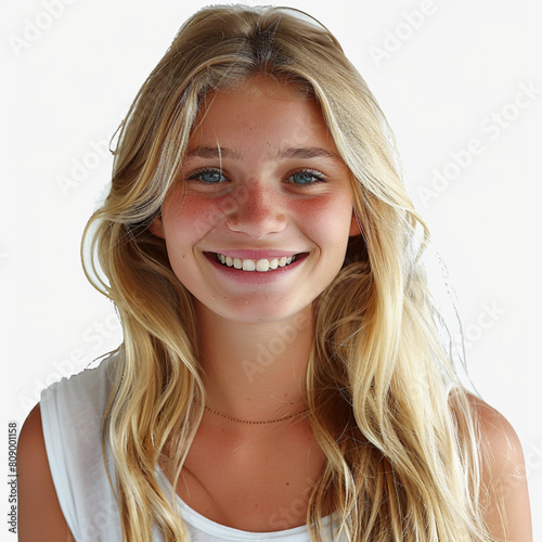 Beautiful blonde girl, The girl smiles and shows and everything is ok Close-up image Vector