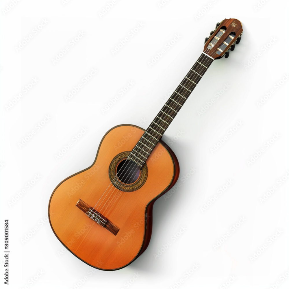 Naklejka premium Realistic acoustic classic guitar vector isolated on white background