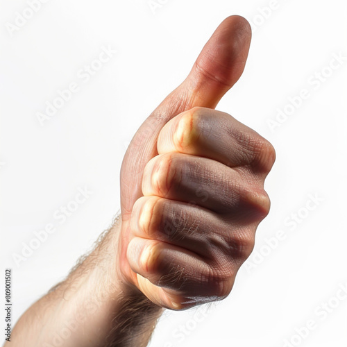 Realistic thumb up hand gesture isolated on white background. Hand thumb up or like sign. Vector