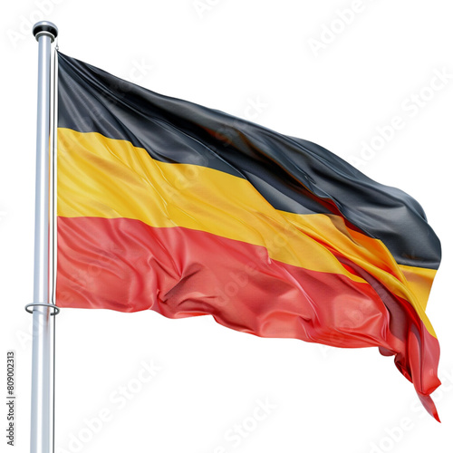 Realistic Waving flag of Germany state. European country flag on flagpole. Vector isolated on white background