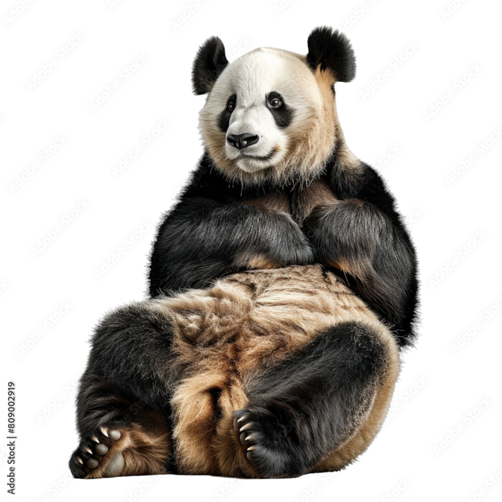 Realistic big panda sitting on a isolated white background, vector Realistic big panda sitting on a isolated white background, vector