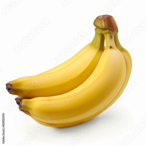 Realistic ripe banana bunch. Fresh yellow fruit for healthy eating, organic food adverts design. Sweet fruit full of vitamins. Vector delicious dessert, isolated