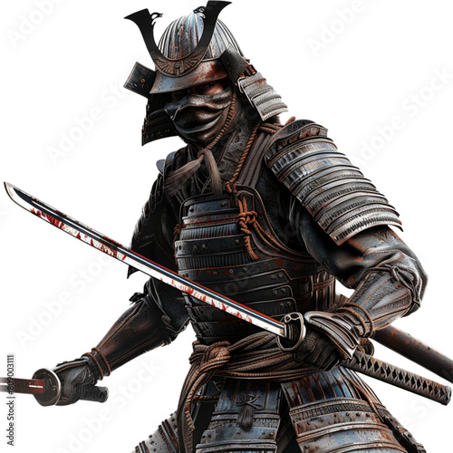 Japanese Samurai martial arts master with Naginata realistic vector