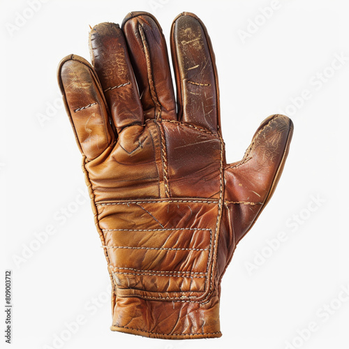 Realistic Men's brown leather gloves, vector Illustration on a white background