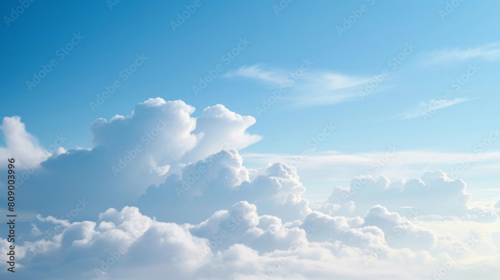 High nature view large white clouds on soft sky background in the morning, View of white cloudy on the plane High nature view large white clouds on soft sky background in the morning, View of white cloudy on the plane
