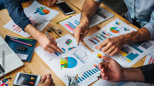 company profit making planning strategy brainstorming presentation team graph report growth marketing data financial analyzing working scussing collaboration business banner consultation