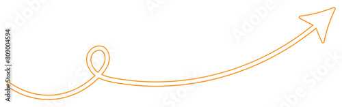 Orange long arrow to the left . vector, isolated. Orange arrow isolated on transparency background