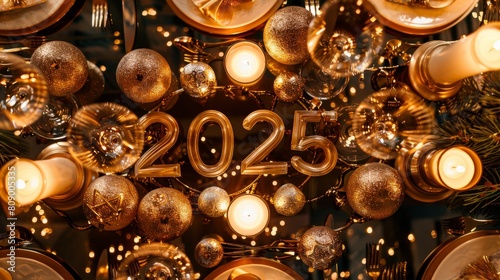 New Year's Eve Dinner Table with 2025 Decor