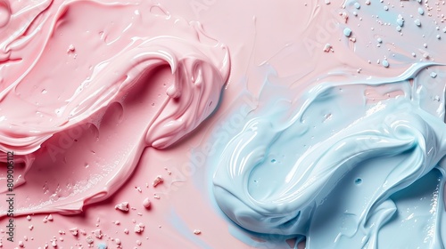 Develop a thematic template for a skincare brand, using macro shots of cream smears that resemble ice cream swirls, paired with pastel-colored backdrops for seasonal promotions
