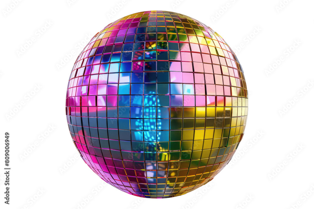 Obraz premium Colorful disco ball multi colored isolated on transparent background