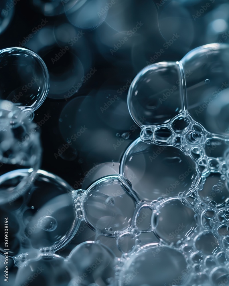Macro foam bubbles of cleansing or moisturizer or toning or exfoliating on bottle Macro foam bubbles of cleansing or moisturizer or toning or exfoliating on bottle