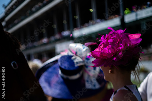 Schilderij op canvas a large fancy horse racing hat
