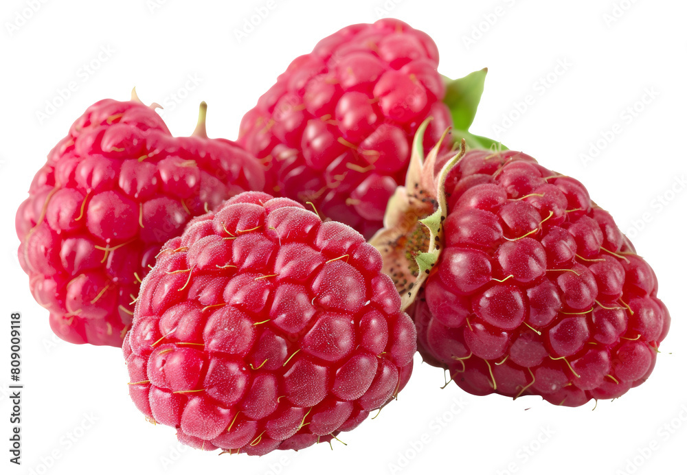 Fresh raspberries with leaves isolated on transparent background png Fresh raspberries with leaves isolated on transparent background png