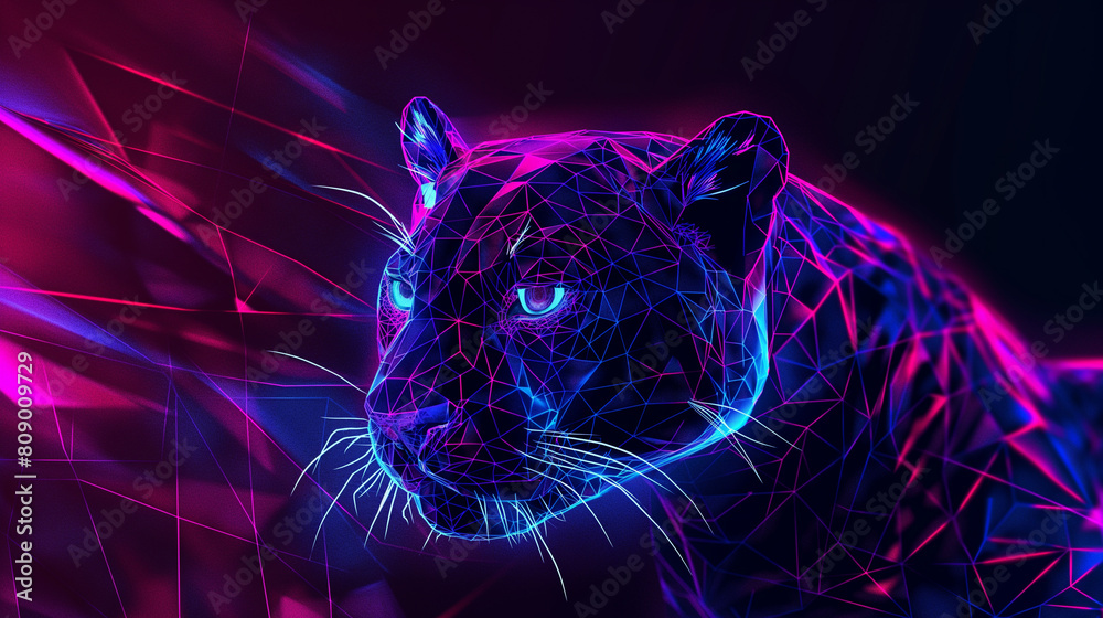 Leopardo com luzes néon roxo - wallpaper HD