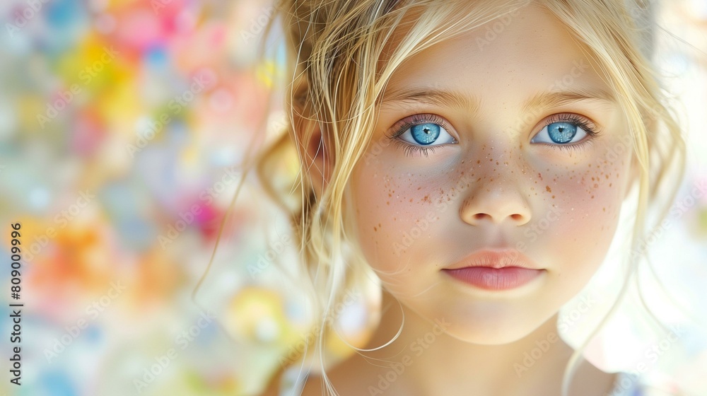 Childhood, portrait of young girl freckles blue eyes, looking at camera thoughtful expression, delicate natural beauty youth wonder Childhood, portrait of young girl freckles blue eyes, looking at camera thoughtful expression, delicate natural beauty youth wonder