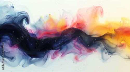 Black intricate patterns of form in abstract painting, flow motion swirl twirl spin photo