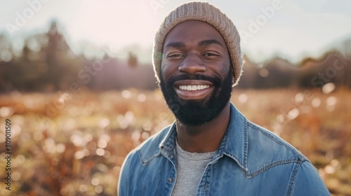 Man Smiling in Autumn Sunshine photo