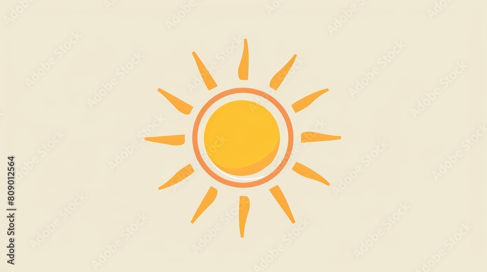 Minimalist Sun Icon, A simple, flat design sun icon with bold, rounded rays, perfect for clear weather depiction, easily customizable in size and color Minimalist Sun Icon, A simple, flat design sun icon with bold, rounded rays, perfect for clear weather depiction, easily customizable in size and color