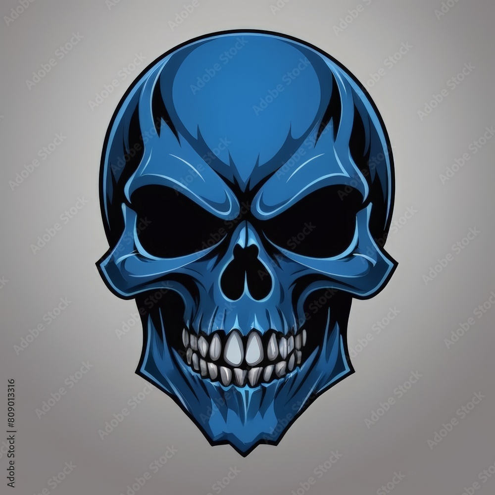 Fototapeta premium Urban Blue Skull Warrior Logo Suitable for E-Sport Logo