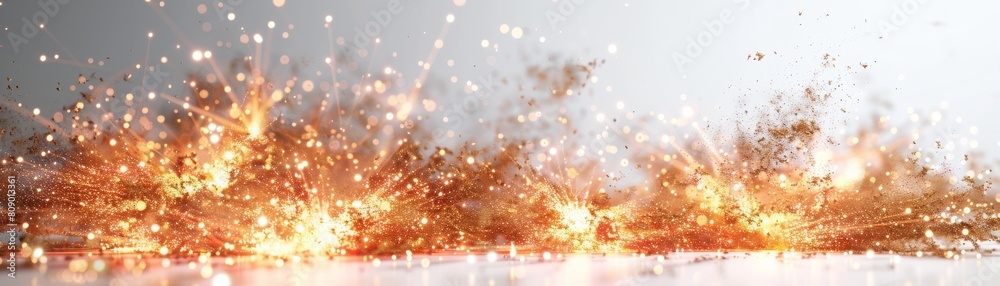 A bright orange explosion of glitter sparks in the air