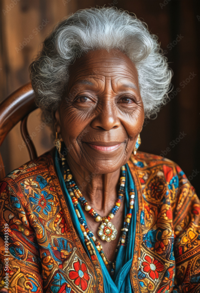 A portrait of an elderly black woman A portrait of an elderly black woman