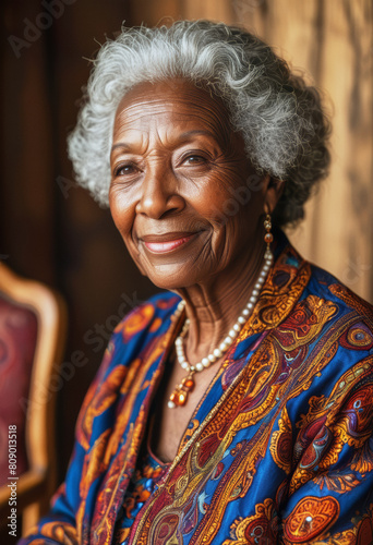 A portrait of an elderly black woman