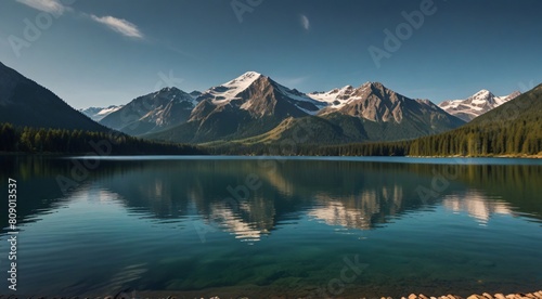 mountains and a lake with a mountain in the background, stunning nature in background,