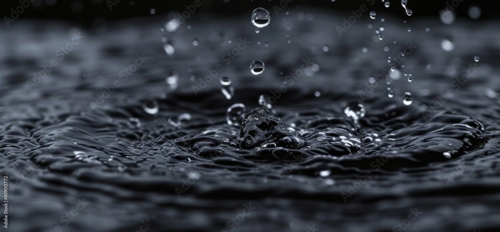 Raindrops visible close up on a dark background Raindrops visible close up on a dark background
