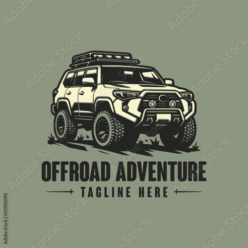 nature suv offroad adventure drawing vector illustration