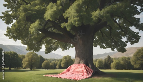An icon of a tree with a picnic blanket spread ben upscaled 12