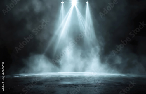Abstract image of dark room concrete floor Black room or stage background for product placement