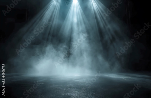 Abstract image of dark room concrete floor Black room or stage background for product placement