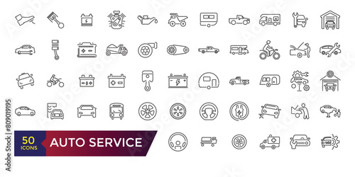 Auto service icon set. Car service icon set with editable stroke collection.
