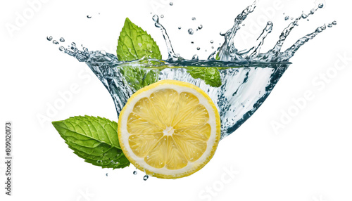 lemon with bottomless splash of water photo